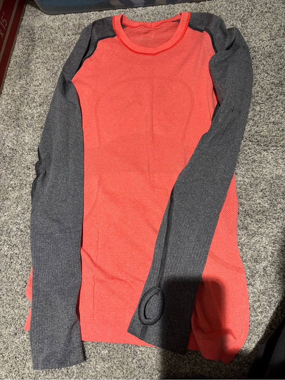 lululemon Long Sleeve Swiftly- Coral and Charcoal